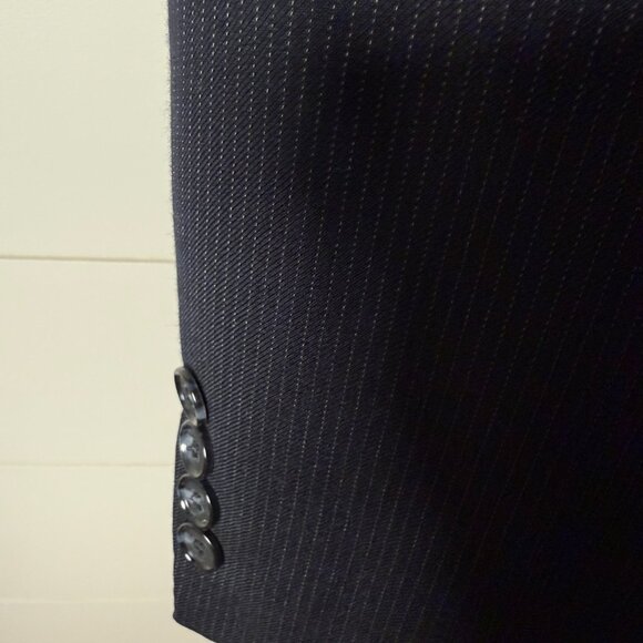 Vincenzo Le Collezion Navy Pin Stripe Cashmere & Wool Blazer L52 - Picture 8 of 11